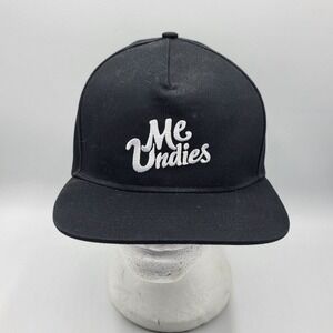 MeUndies Me Undies Black Snapback Hat Cap White Embroidered Logo Purple Brim